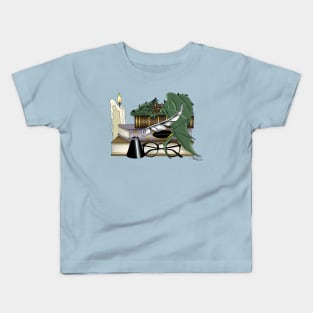 Dragon Sleeping on Books Kids T-Shirt